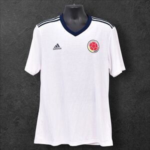 Mens Adidas Colombia Home Soccer T-shirt Large White 2016 James Climalite
